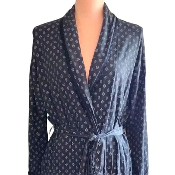Victoria's Secret Vntg Black White Paisley Print Long Robe with Pockets Large - Picture 3 of 17